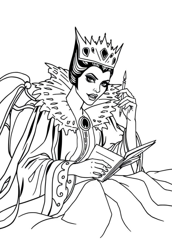 A Rainha Malvada planejando para colorir