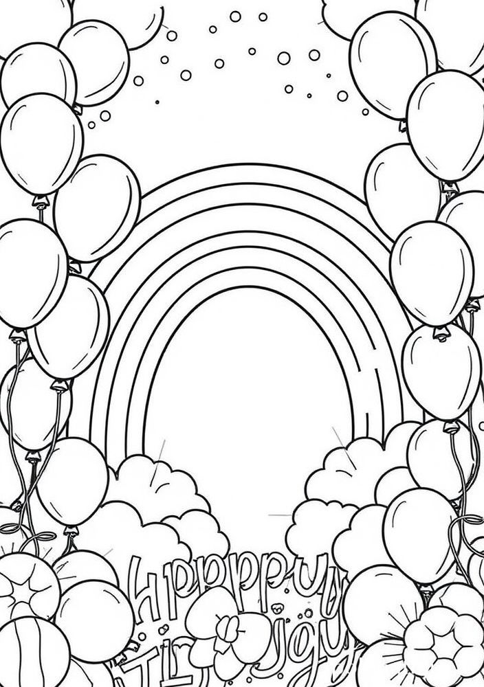 Arco-íris com Balões Coloridos para colorir