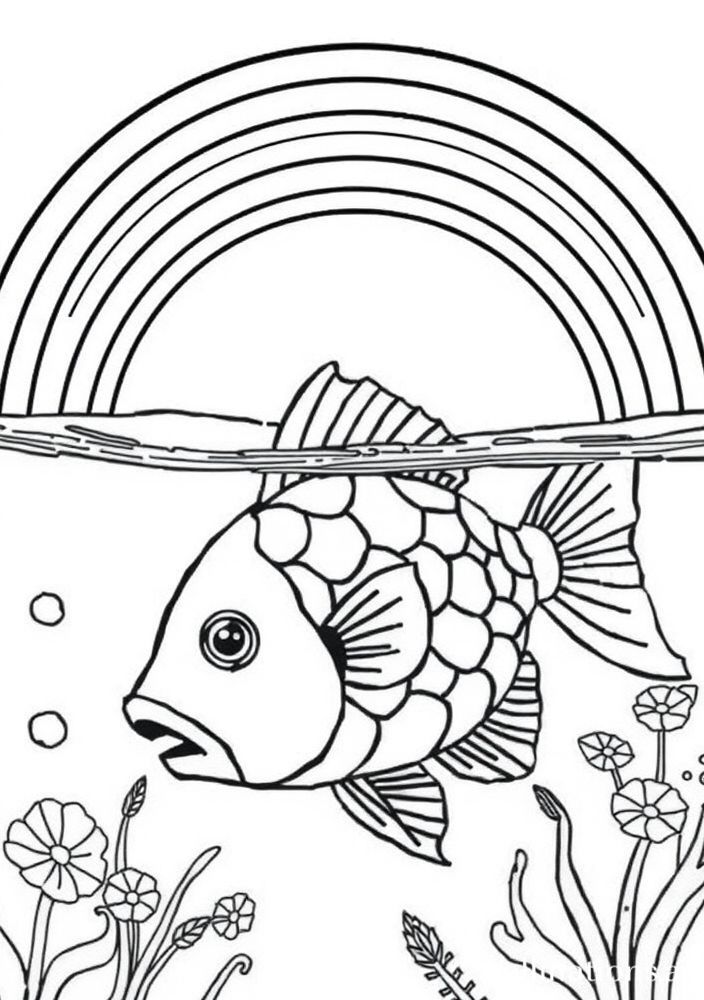 Arco-íris e Peixes Coloridos para colorir