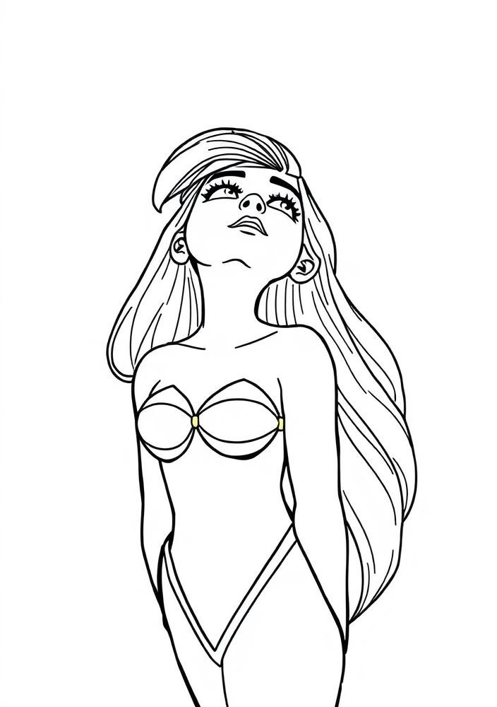 Ariel olhando para o mundo acima da água para colorir