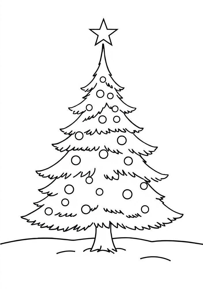 Árvore de Natal com copa estilizada para colorir
