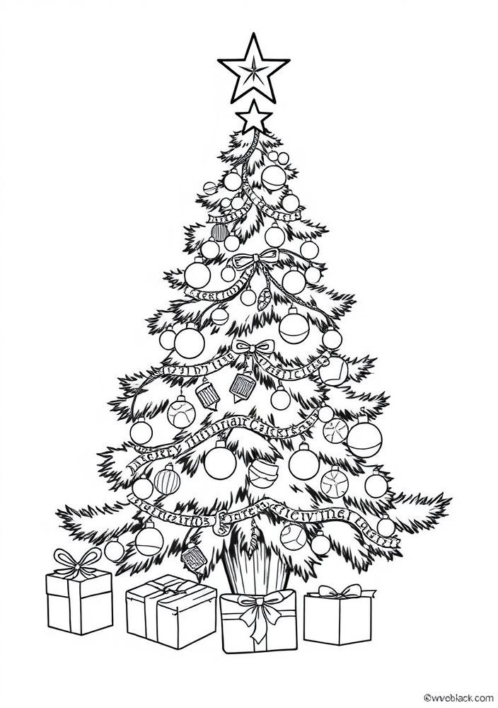 Árvore de Natal com diversidade cultural para colorir