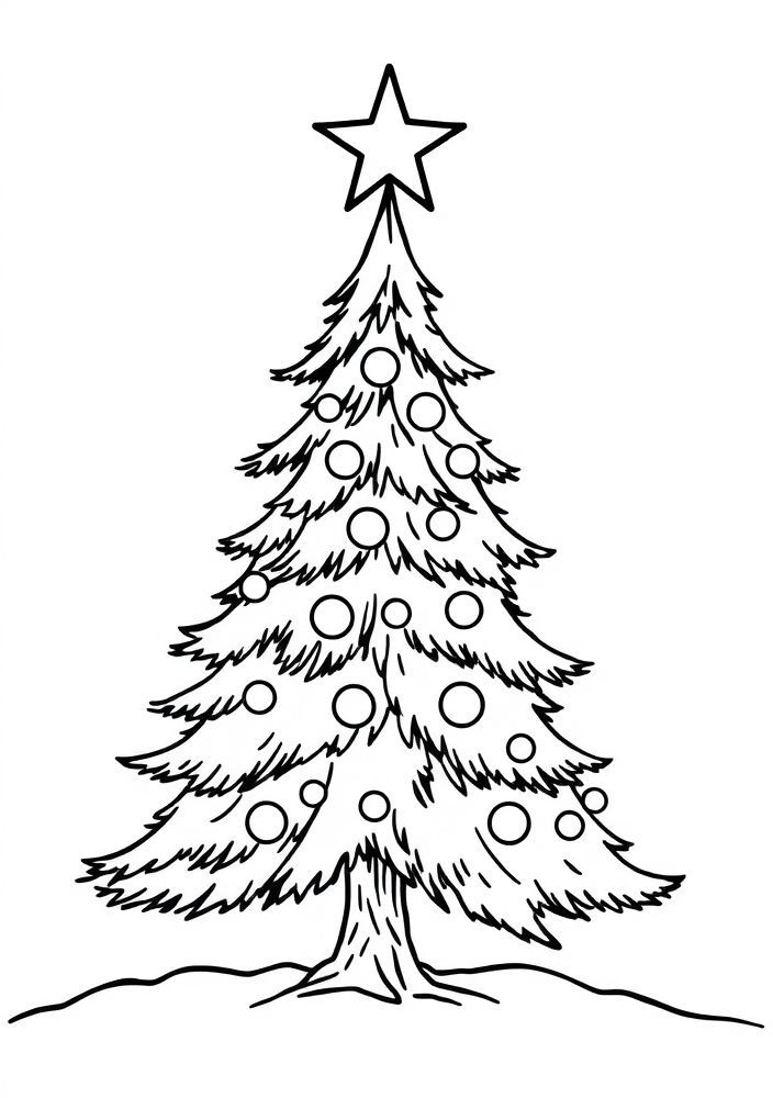 Árvore de Natal com estrela no topo para colorir