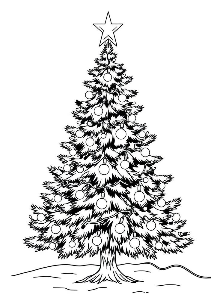 Árvore de Natal com luzes piscantes para colorir