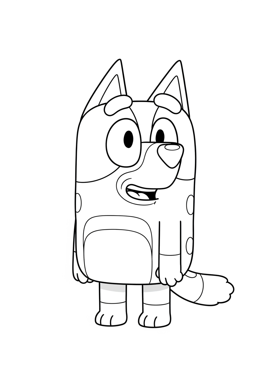 Desenho de Bluey para colorir personagem adorável em preto e branco
