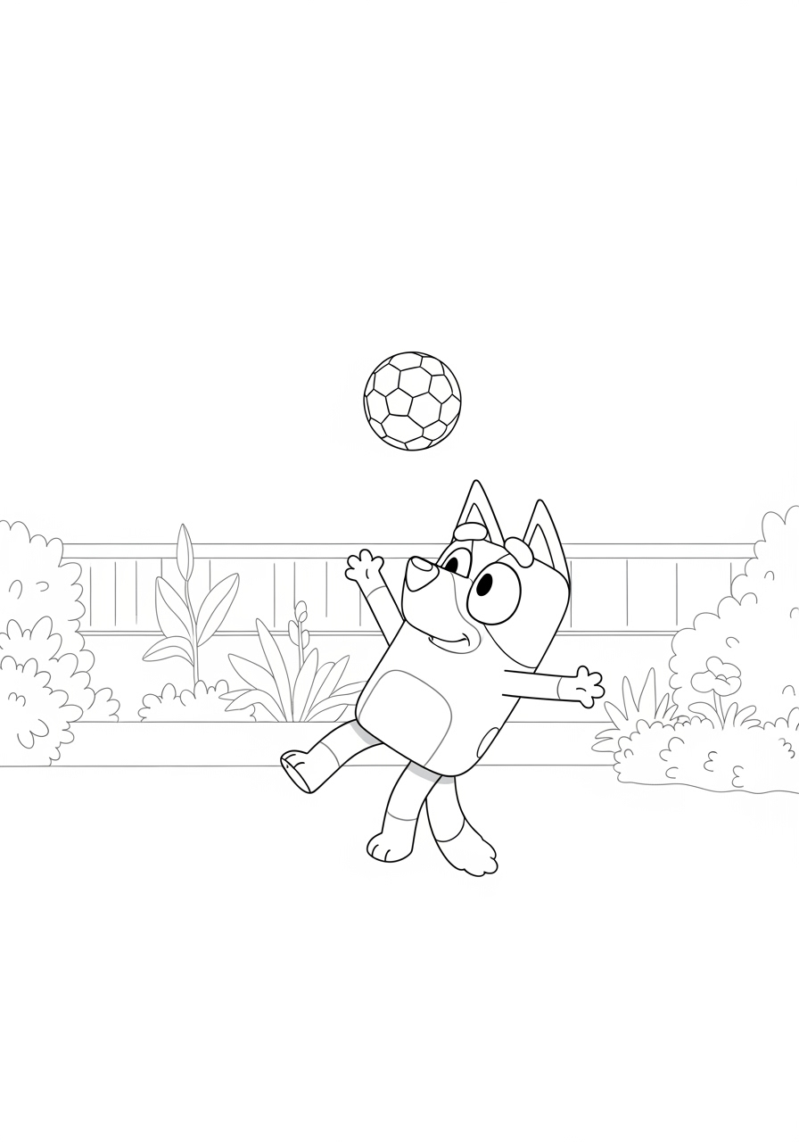 Bluey para colorir brinca com bola no jardim desenho para crianças