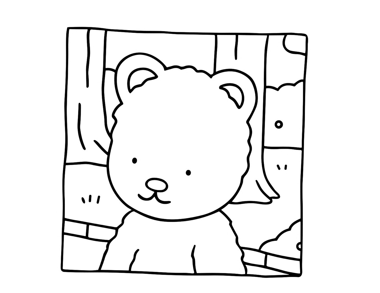 Bobbie Goods desenho de um urso na floresta para colorir