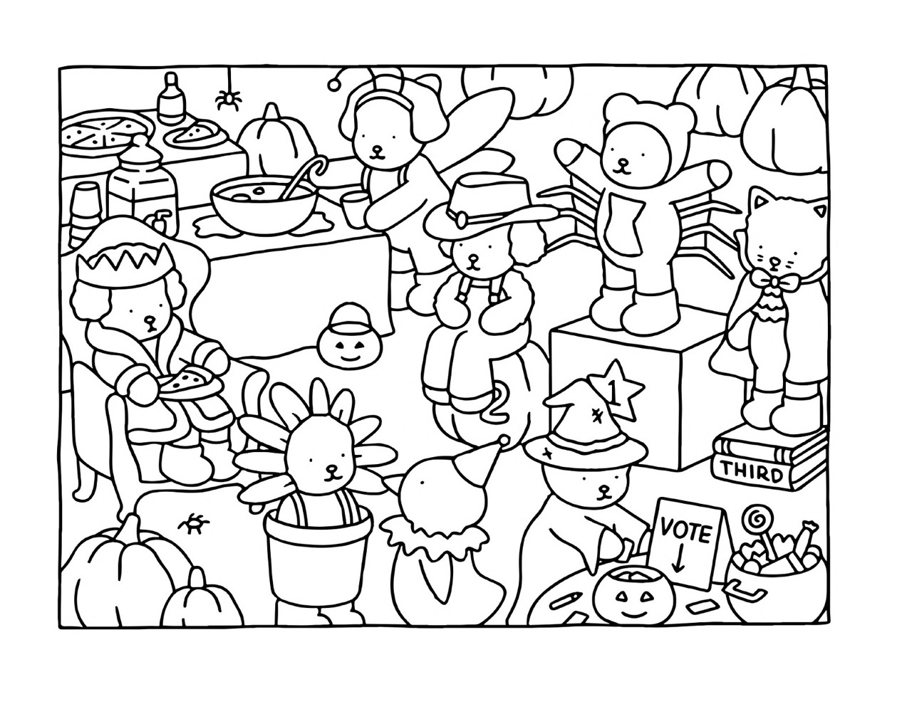 Bobbie Goods com fantasias de Halloween para colorir e imprimir