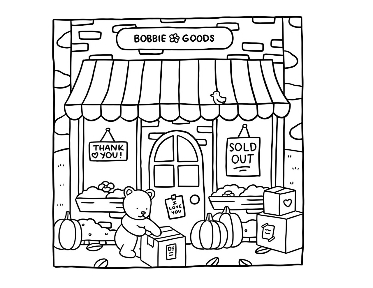 Bobbie Goods vendendo produtos em sua loja local acolhedora