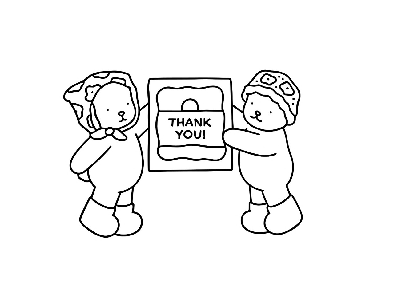 Bobbie Goods segurando uma placa de agradecimento com amigos fofinhos