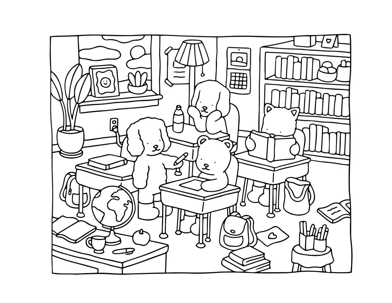 Bobbie Goods e amigos estudando na sala de aula da escola