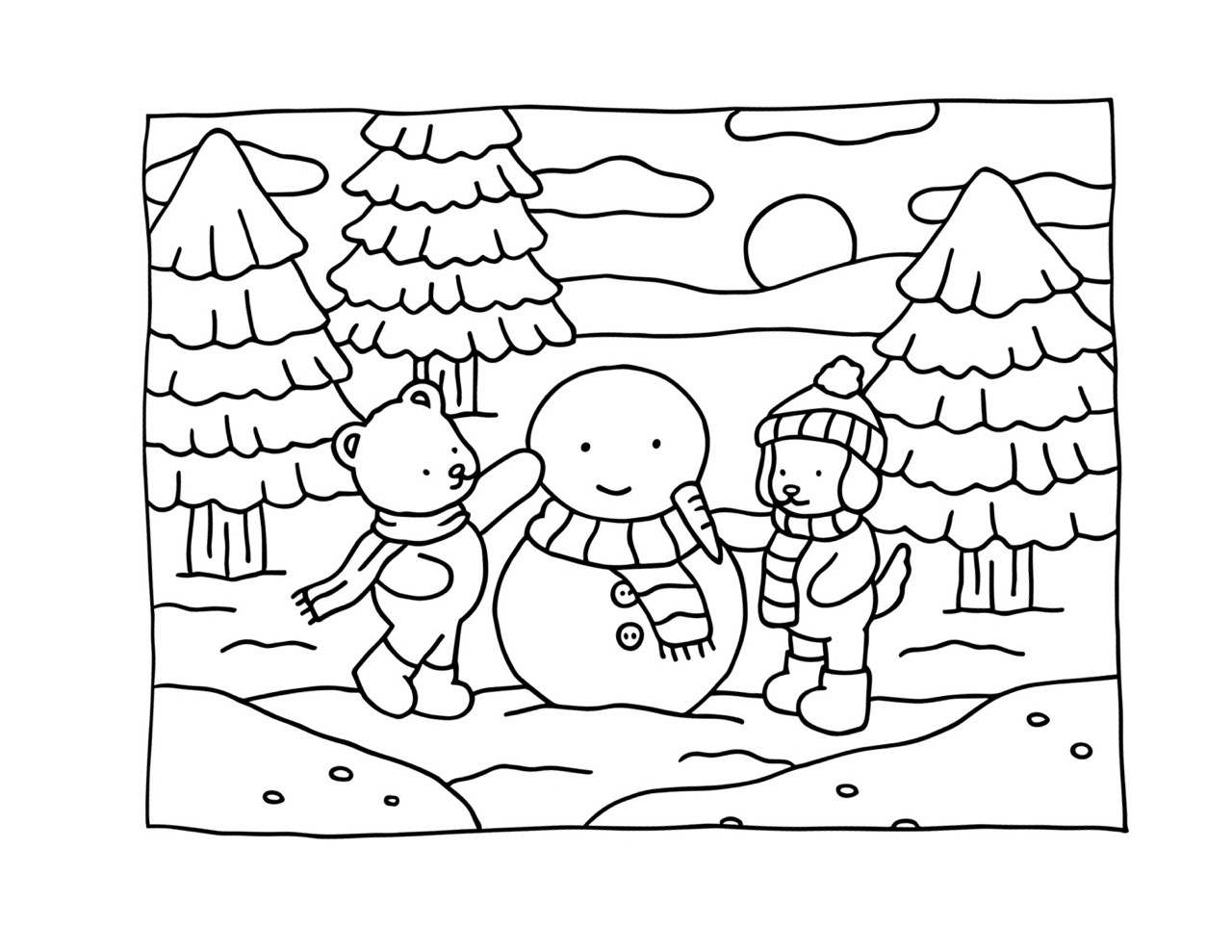 Bobbie Goods faz boneco de neve com amigos no inverno