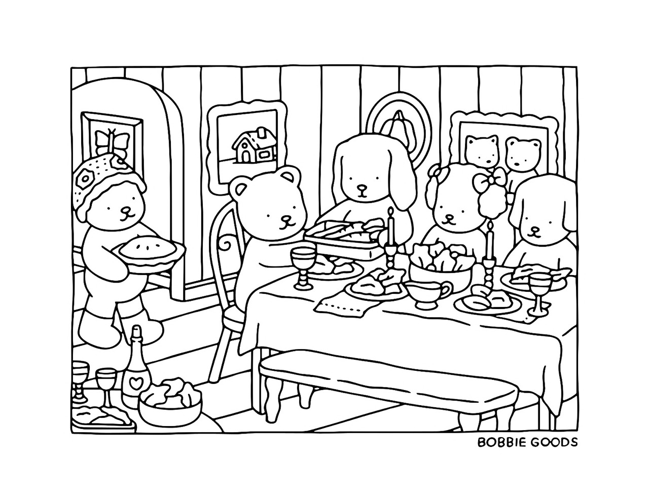 Bobbie Goods celebrando o Dia de Ação de Graças com seus amigos