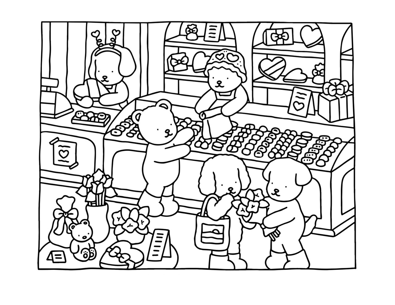 Bobbie Goods comprando doces e flores em loja de presentes fofa