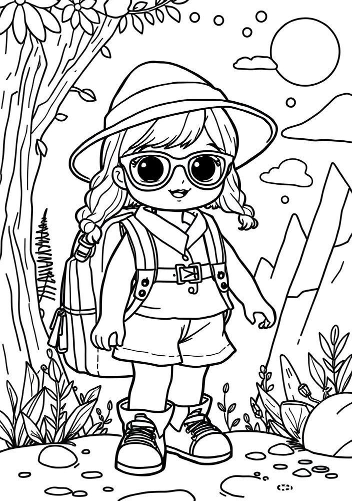 Boneca de Aventura para colorir