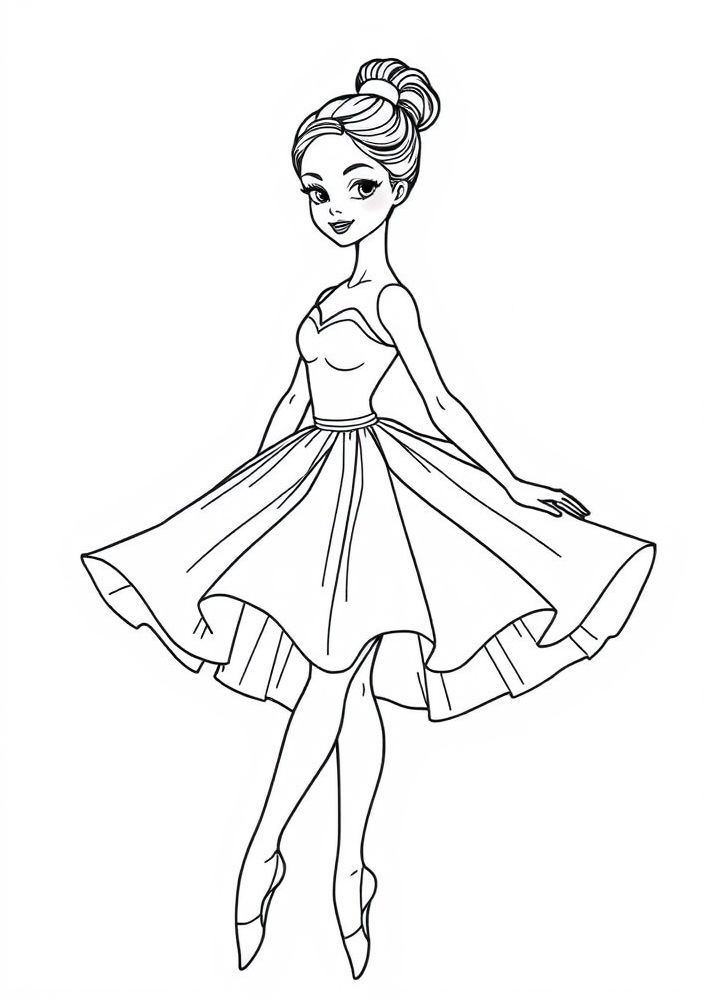 Boneca de Bailarina para colorir