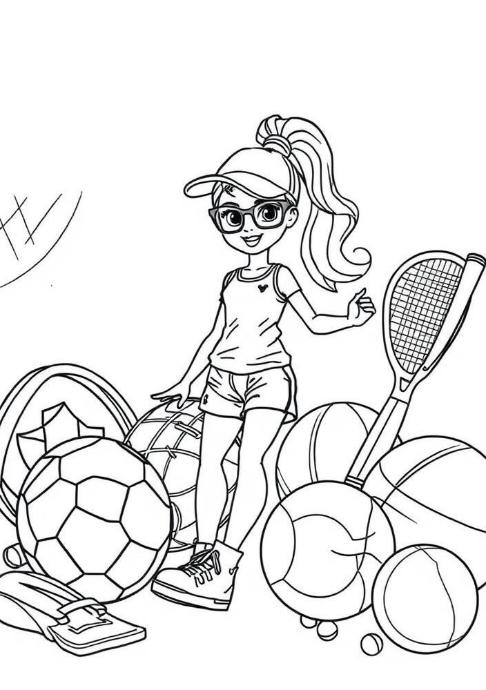 Boneca de Esportes para colorir