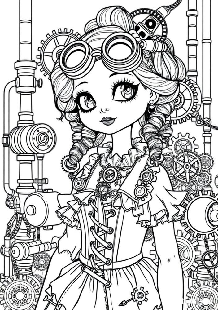 Boneca de Estilo Steampunk para colorir