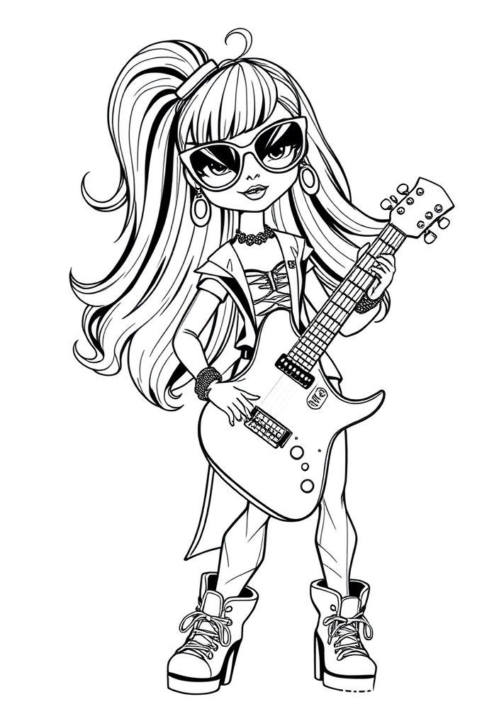 Boneca de Estrela do Rock para colorir