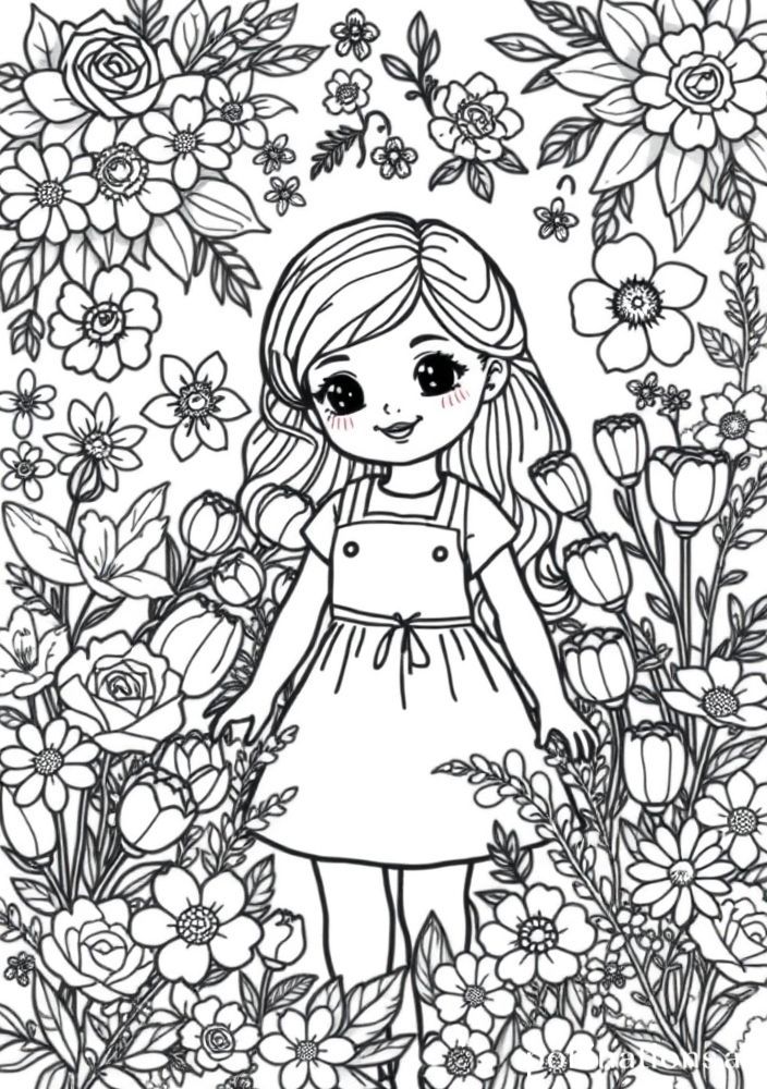 Boneca de Florista para colorir