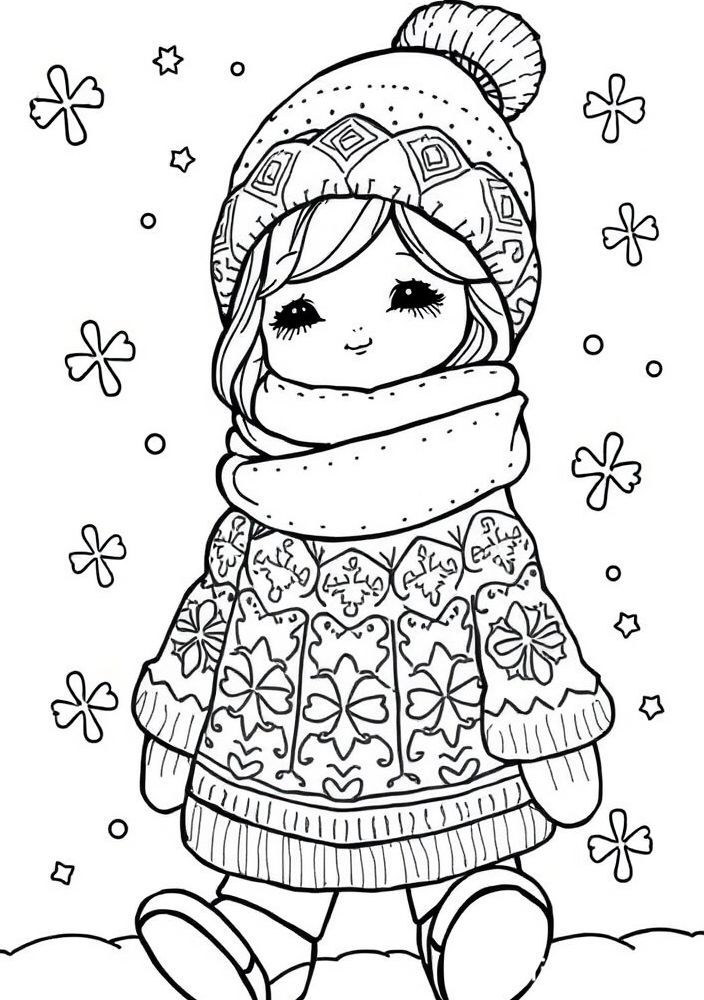 Boneca de Inverno para colorir