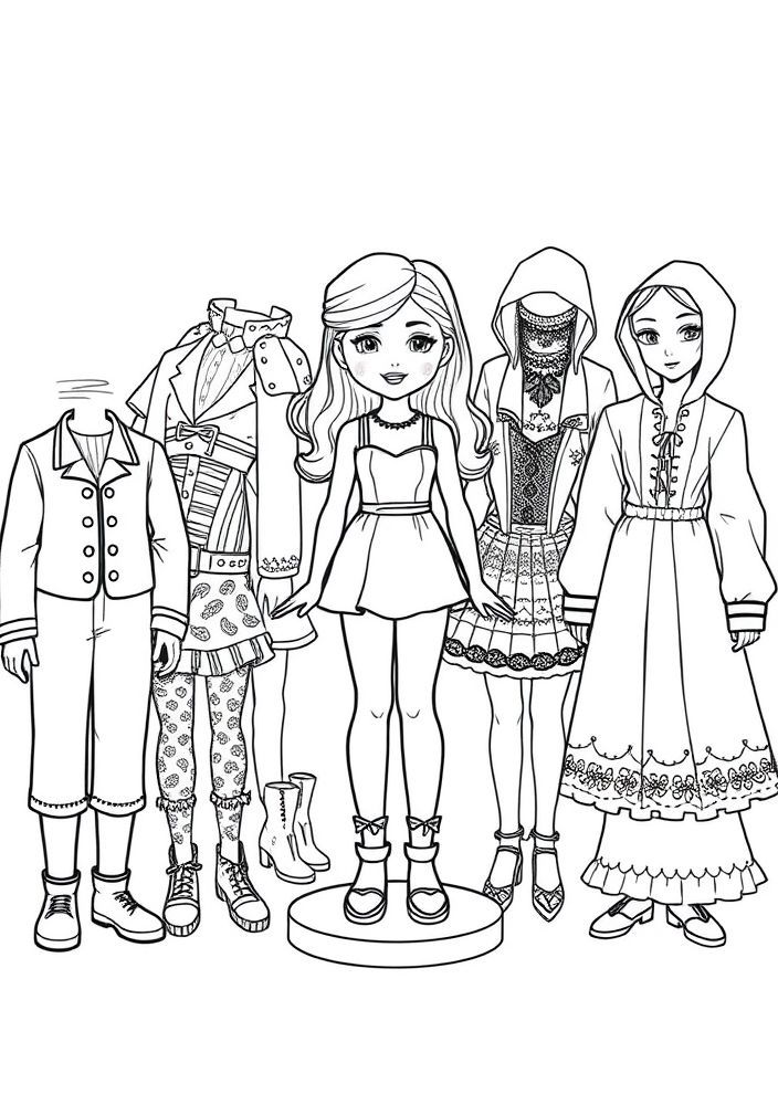 Boneca de Papel para colorir