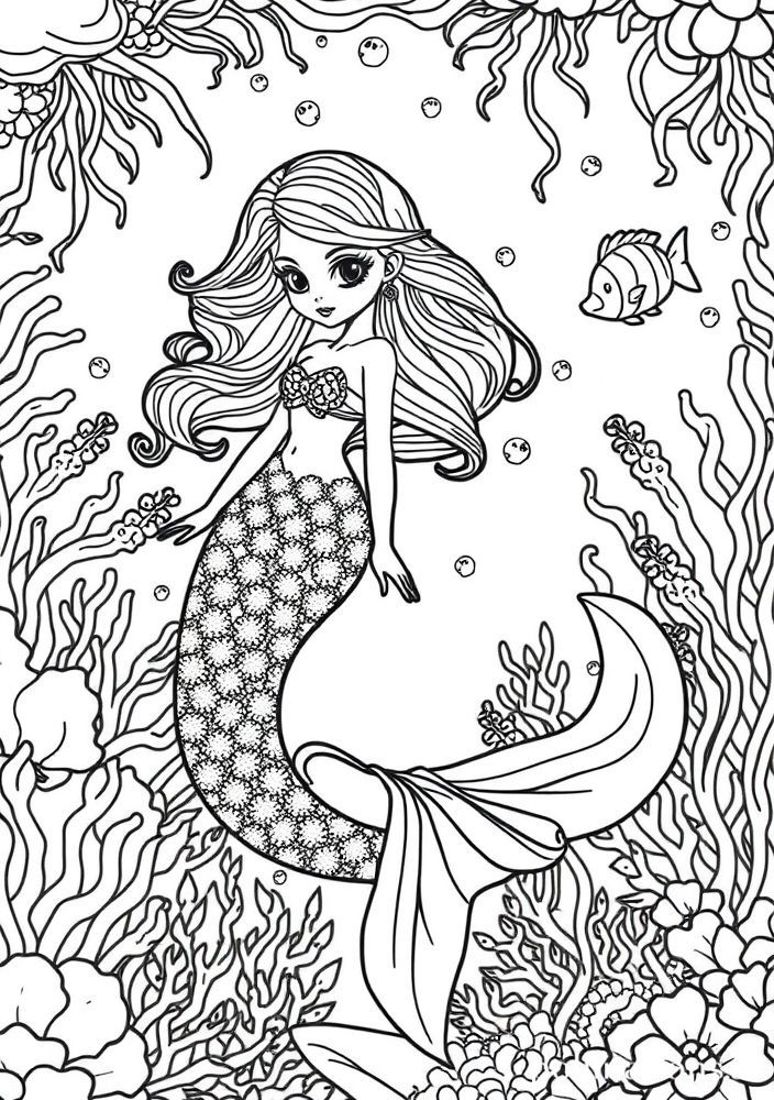 Boneca de Sereia para colorir