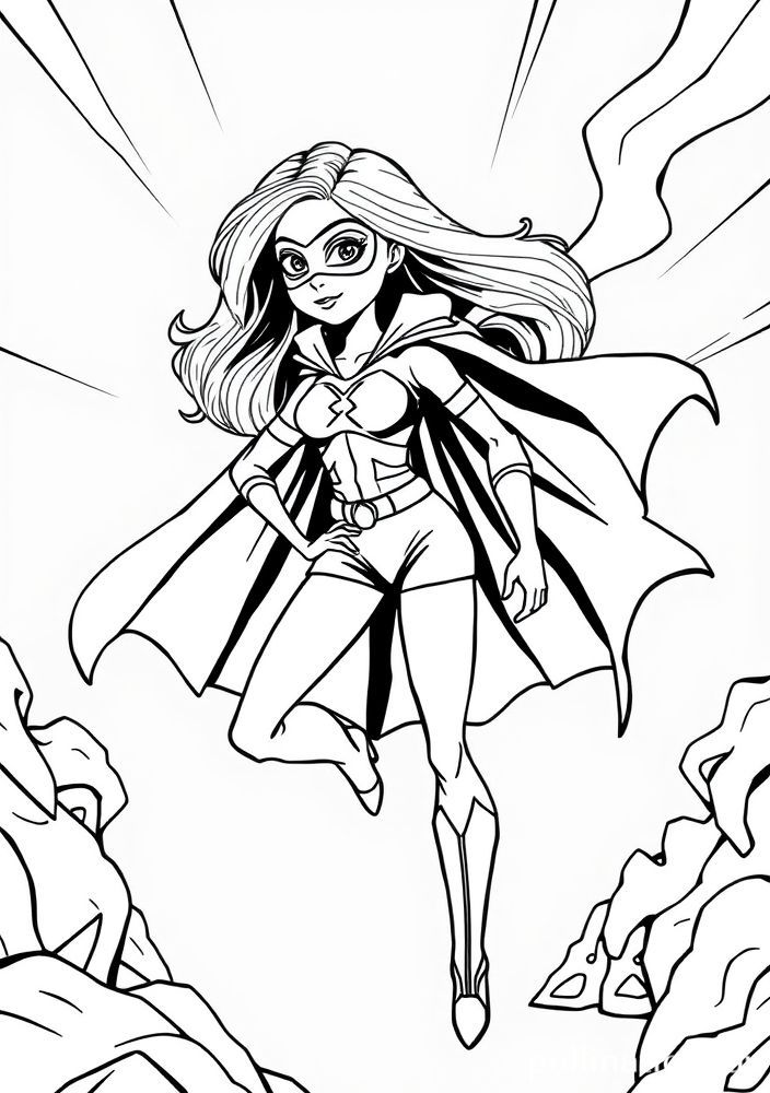 Boneca de Super-Herói para colorir