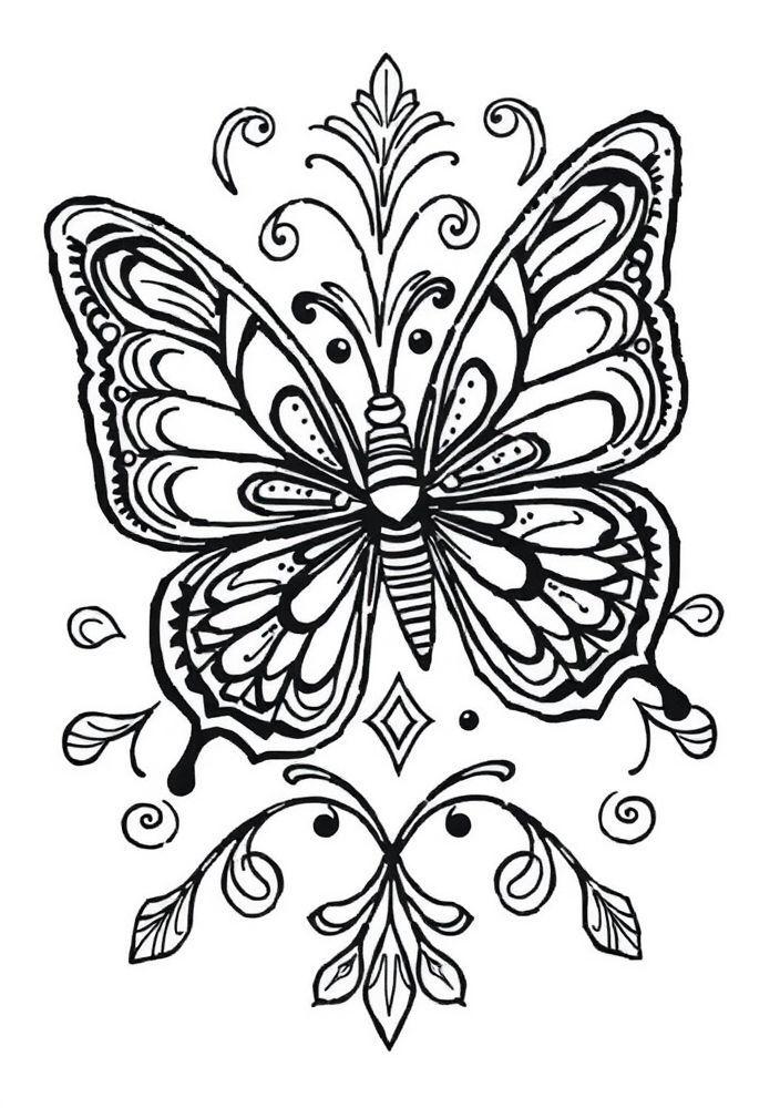 Borboleta com Motivos Étnicos para Colorir