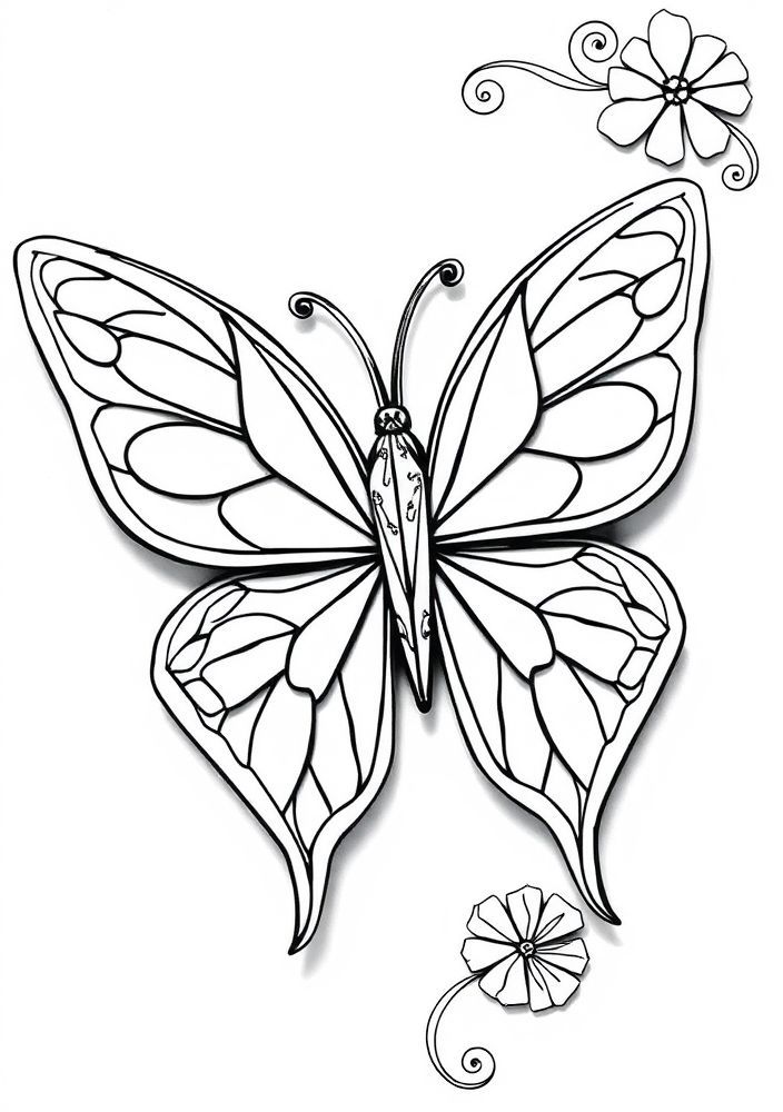 Borboleta de Papel de Origami para Colorir