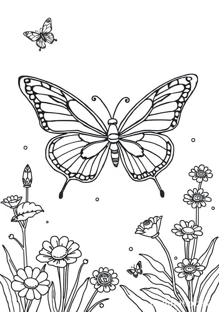Borboleta e Atmosfera de Aventura para Colorir