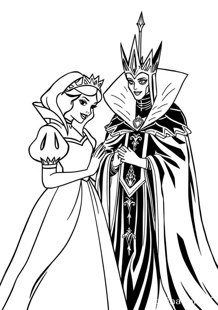 Branca de Neve e a Rainha Máxima para colorir