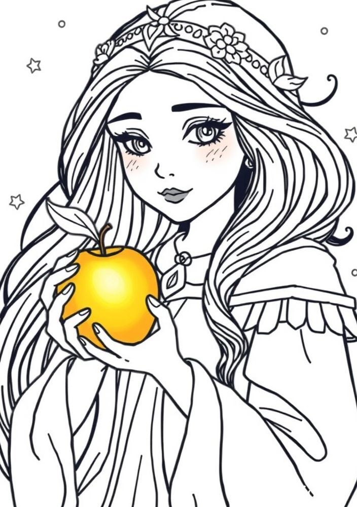 Branca de Neve e a maçã de ouro para colorir