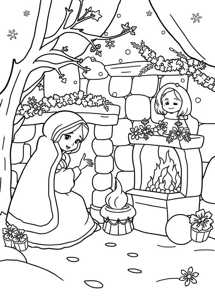 Branca de Neve e o fogão mágico para colorir