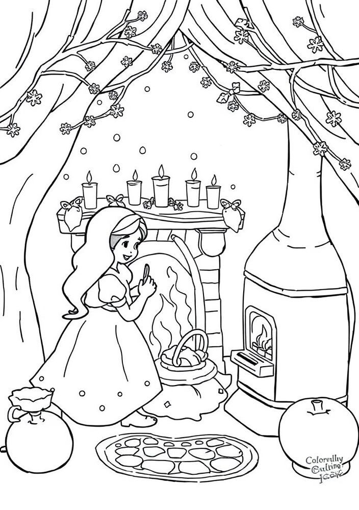 Branca de Neve e o fogão mágico para colorir
