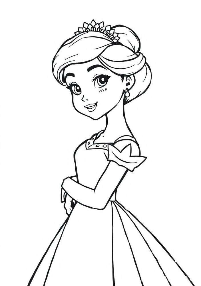 Branca de Neve em seu vestido elegante para colorir