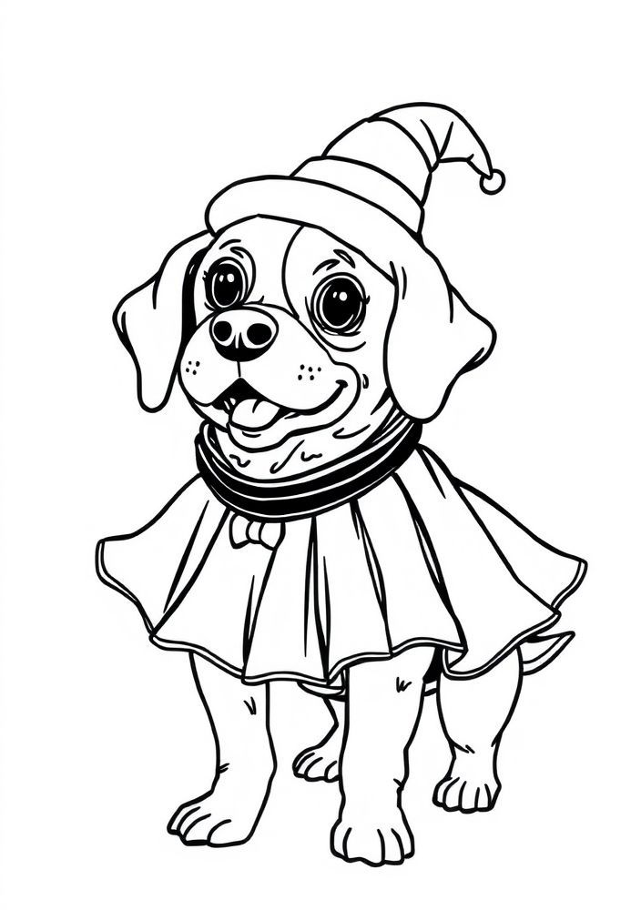 Cachorrinho vestido de carnaval para colorir