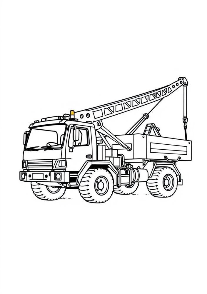 Camião de construção com guindaste para colorir