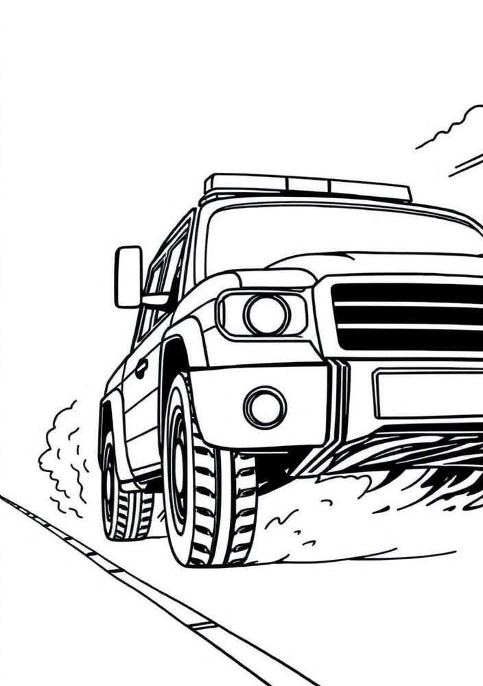 Camião de polícia em ação para colorir