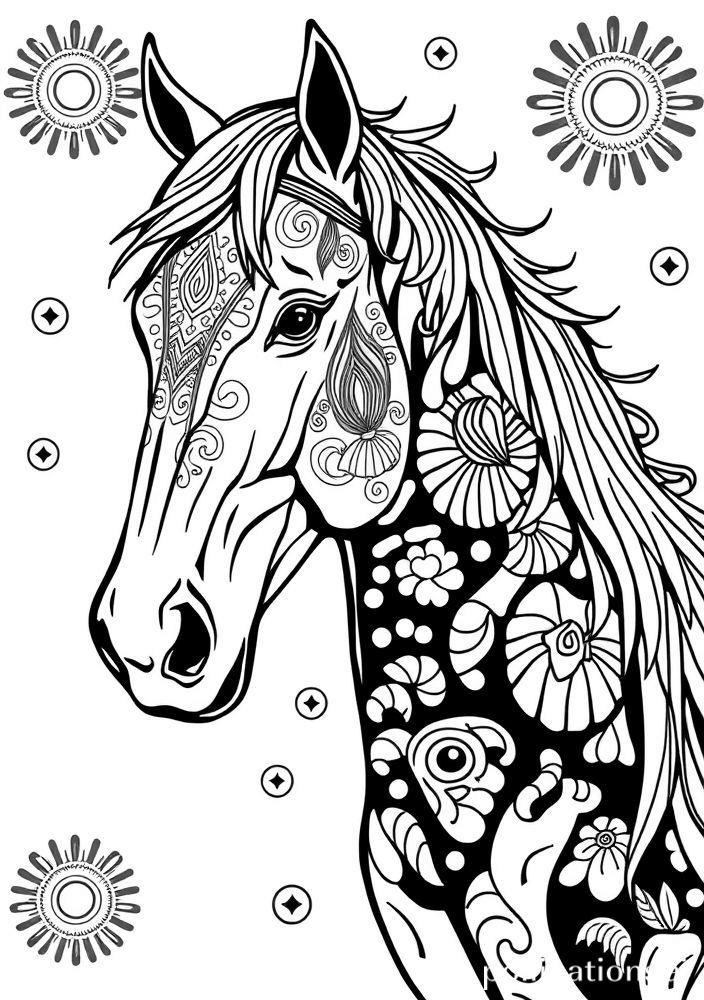 Cavalo Pintado com Padrões Artísticos para Colorir
