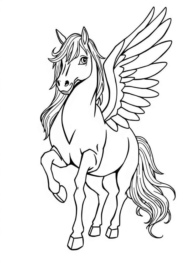 Cavalo alado com Fantasia Mística para colorir