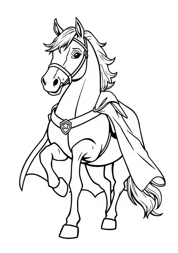 Cavalo com Capa de Super-Herói para colorir