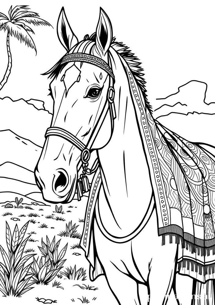 Cavalo com Trajes Tradicionais da Culturas Africanas para Colorir