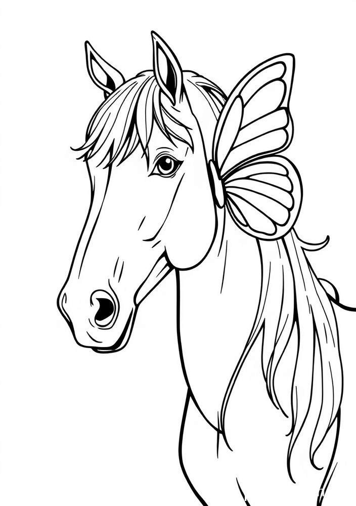 Cavalo com asas de borboleta para colorir