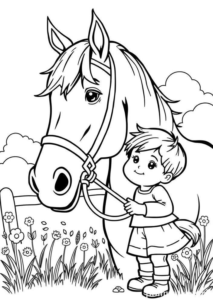 Cavalo e Criança São Melhor Amigo para Colorir