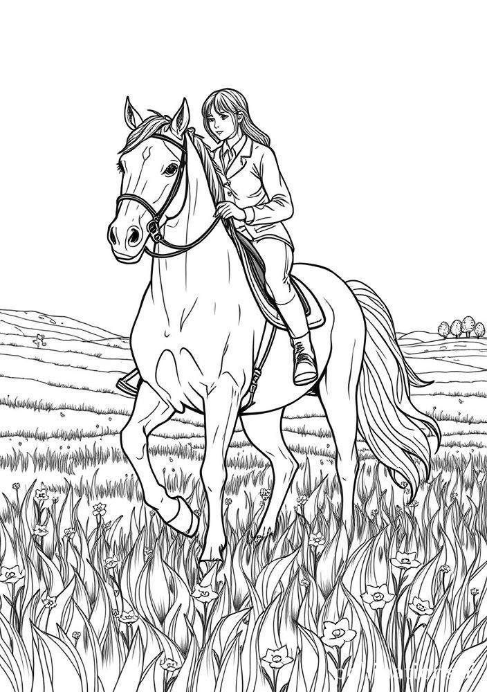 Cavalo e seu Criador no Campo para colorir