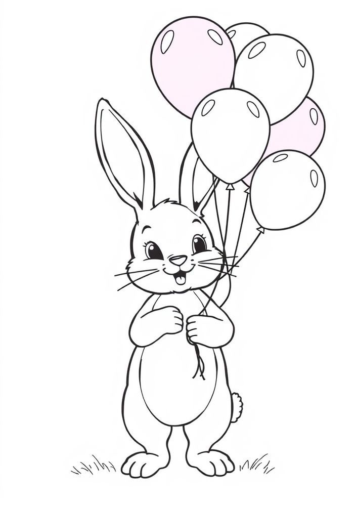 Coelho com balões para colorir