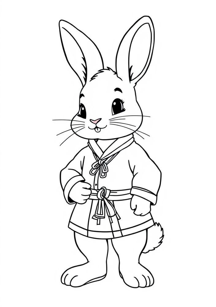 Coelho vestido com roupas tradicionais para colorir