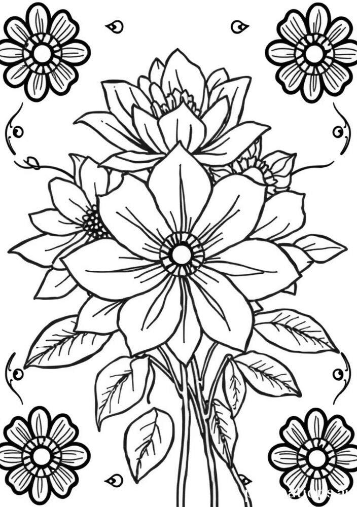 Desenho Abstract de Flores para Colorir