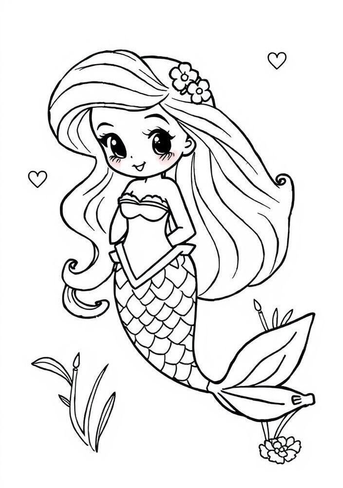 Desenho da Ariel com desenvoltura para colorir
